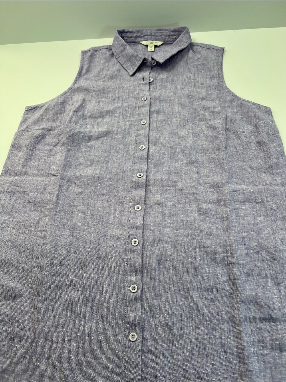Garnet Hill Sleeveless Lavender Linen Shirt Dress - Picture 5 of 16